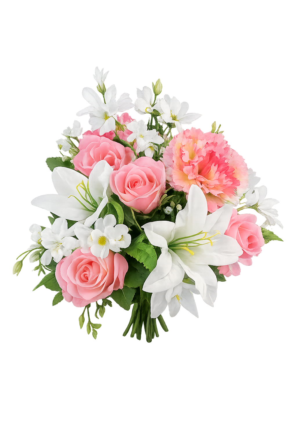 Ανθοδέσμη Ροζ & Λευκό με Κρίνα