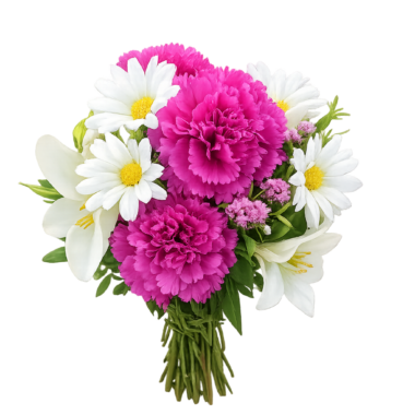 Μπουκέτο με Ροζ Γαρύφαλλα και Μαργαρίτες
