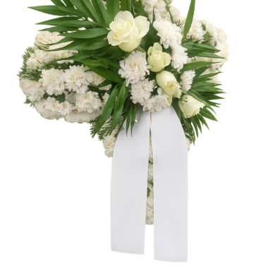 ΣΤΕΦΑΝΙ ΚΗΔΕΙΑΣ ΜΕ ΛΕΥΚΑ ΤΡΙΑΝΤΑΦΥΛΛΑ & ΧΡΥΣΑΝΘΕΜΑ