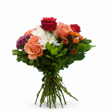 Πολύχρωμο Μπουκέτο με Τριαντάφυλλα και Χρυσάνθεμα
