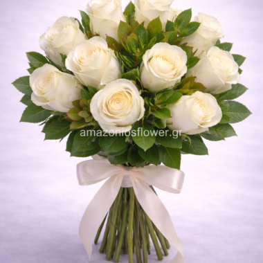 Ανθοδέσμη με Λευκά Τριαντάφυλλα