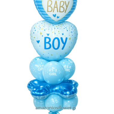 Σύνθεση Μπαλονιών “Baby Boy Heart” Μπλε