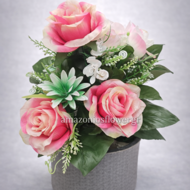 Διακοσμητική Σύνθεση Ροζ Τριαντάφυλλα