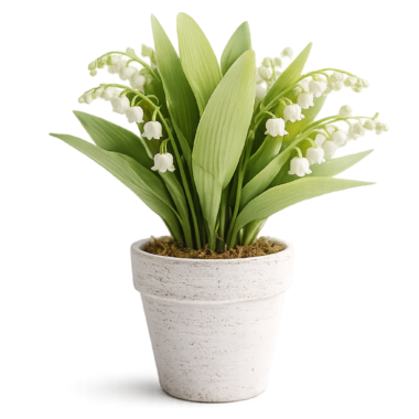 Διακοσμητική Σύνθεση με Λευκά Κρεμαστά Άνθη σε Λευκή Γλάστρα