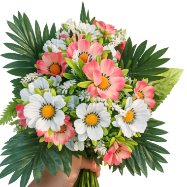 Χαρούμενο Μπουκέτο με Λευκές & Ροζ Μαργαρίτες