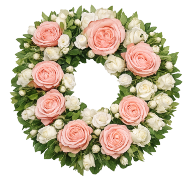 Στεφάνι με Ροζ & Λευκά Τριαντάφυλλα