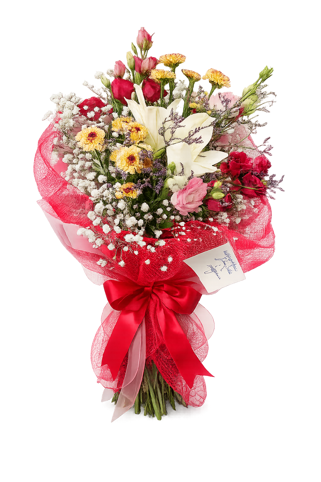 Πολύχρωμη Ανθοδέσμη με Κρίνο & Τριαντάφυλλα