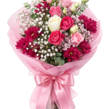 Ρομαντική Ανθοδέσμη σε Ροζ Αποχρώσεις